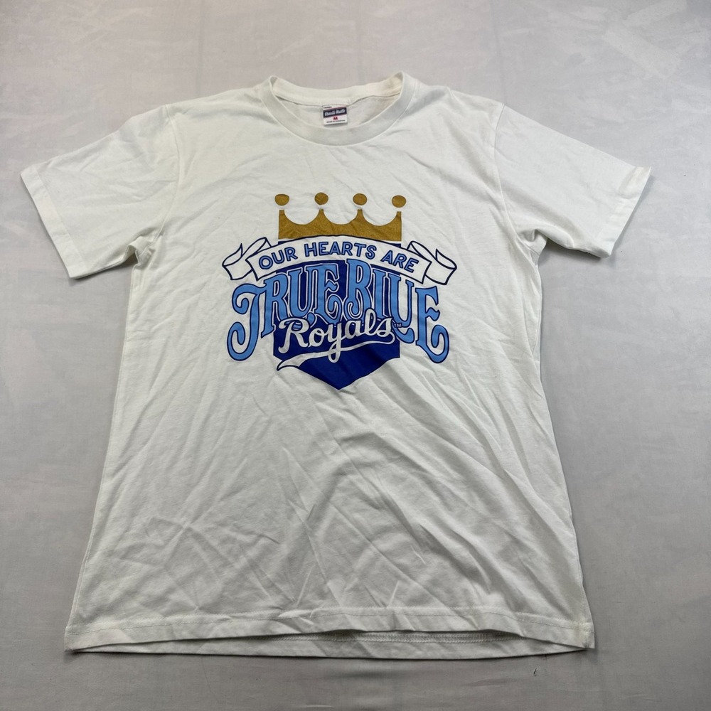 Charlie Hustle T-Shirt Men Medium White True Blue Royals MLB Summer Tee
